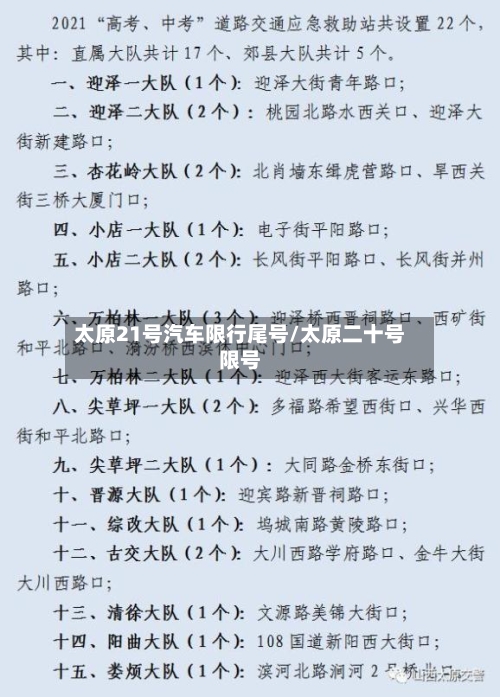 太原21号汽车限行尾号/太原二十号限号