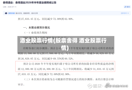 酒业股票行情(股票舍得 酒业股票行情)