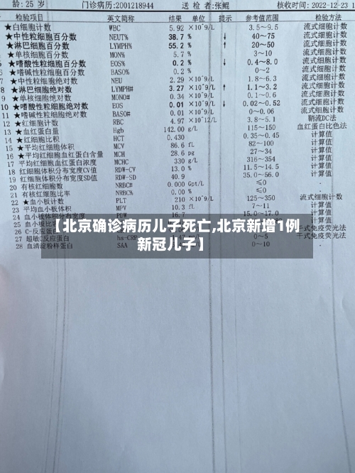【北京确诊病历儿子死亡,北京新增1例新冠儿子】