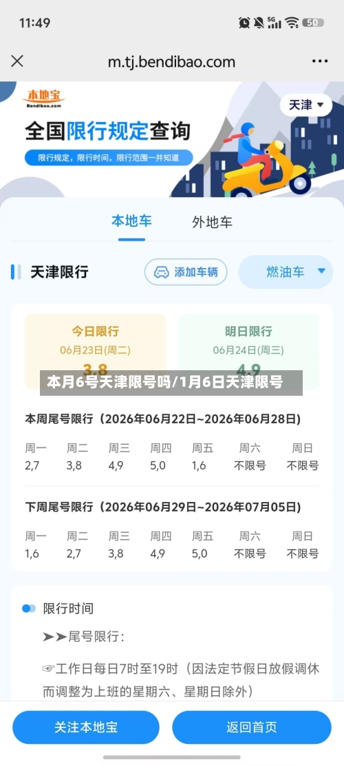 本月6号天津限号吗/1月6日天津限号-第2张图片