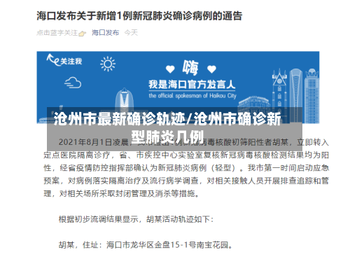 沧州市最新确诊轨迹/沧州市确诊新型肺炎几例-第2张图片
