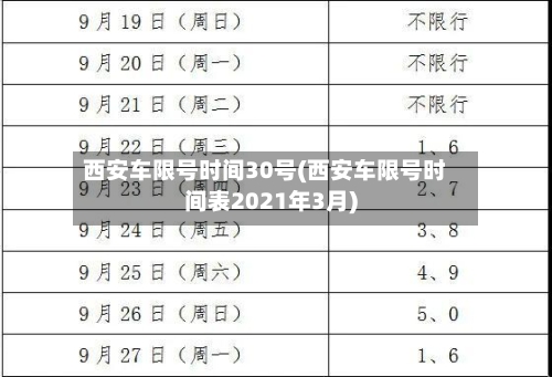 西安车限号时间30号(西安车限号时间表2021年3月)-第2张图片