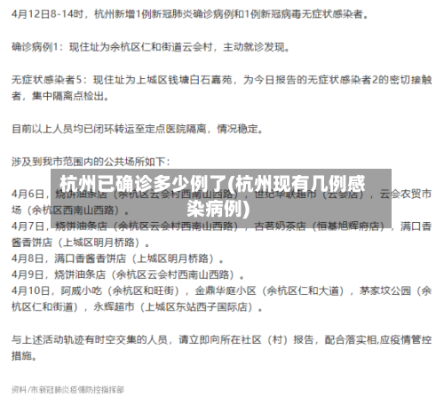 杭州已确诊多少例了(杭州现有几例感染病例)