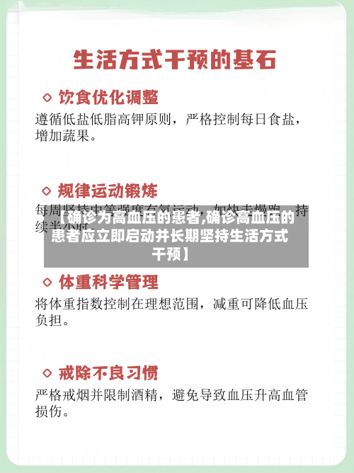 【确诊为高血压的患者,确诊高血压的患者应立即启动并长期坚持生活方式干预】-第3张图片