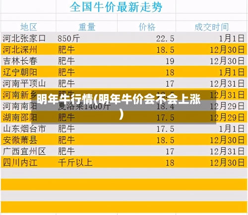 明年牛行情(明年牛价会不会上涨)